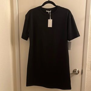 Stitch Drop oversized short sleeve sweater dress, black